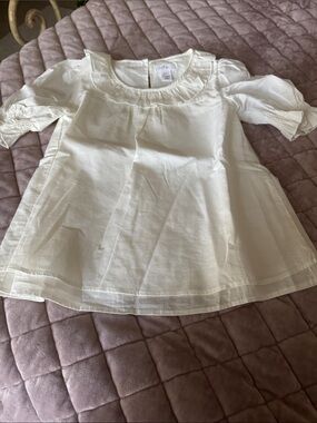 Neige Girls' White/cream Ruffle Neck Peasant Top